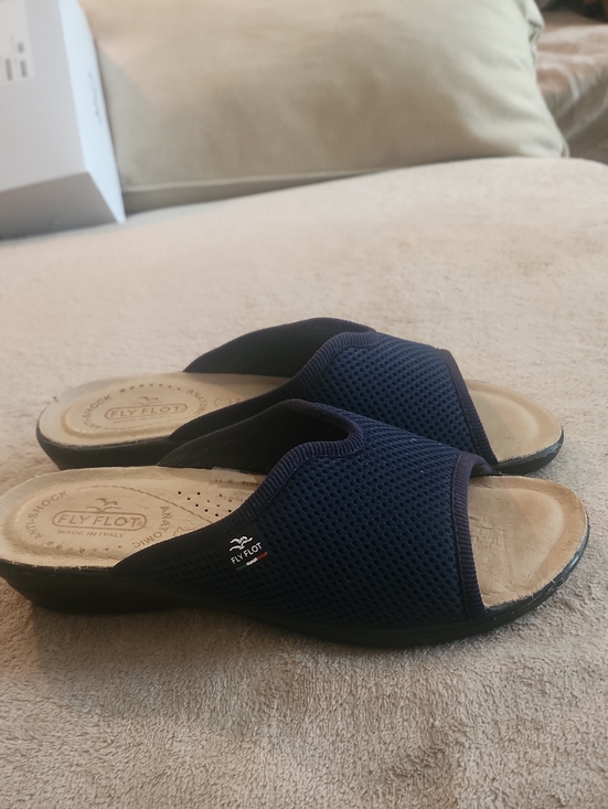 Shoes - NWT.Fly Flot Navy Mesh Open-Toe Slide Sandals